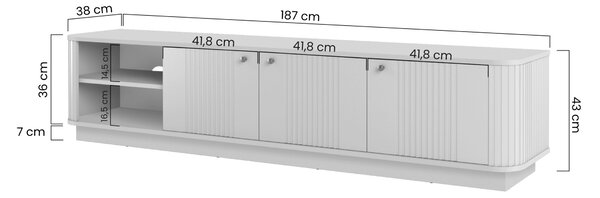 TV stolek Vesper 3D 187 cm na soklu - černý / zlaté úchyty