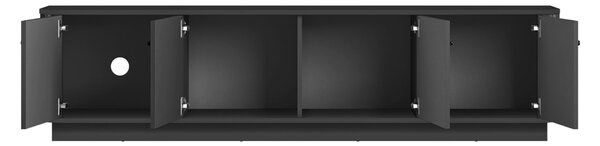 Černá TV skříňka Vesper 4D 187 cm s kuchyňským soklem a černými úchyty