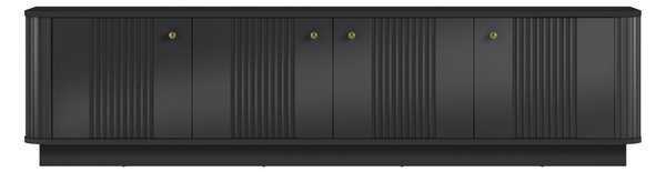 TV stolek Vesper 4D 187 cm na soklu - černý / zlaté úchyty