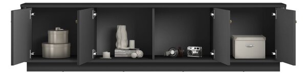 TV stolek Vesper 4D 187 cm na soklu - černý / zlaté úchyty