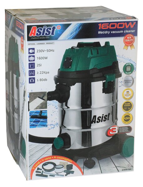 Asist AE7V160-25FS Průmyslový vysavač se synchronizovanou zásuvkou 1600 W, 25 L