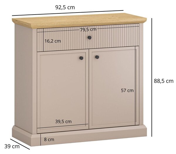 Komoda Indices 2 (taupe + dub kamenný)
