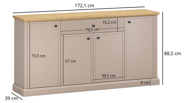 Komoda Indices 3 (taupe + dub kamenný)