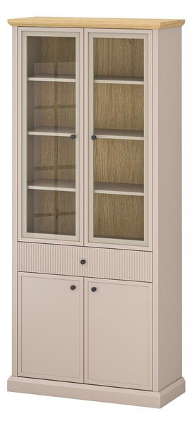 Vitrína Indices 3 (taupe + dub kamenný). Akce -22%