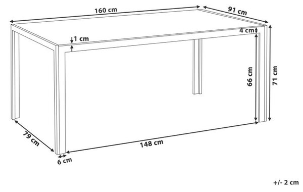Zahradní jídelní stůl CATANIA 160 cm 91 cm Sklo Černá