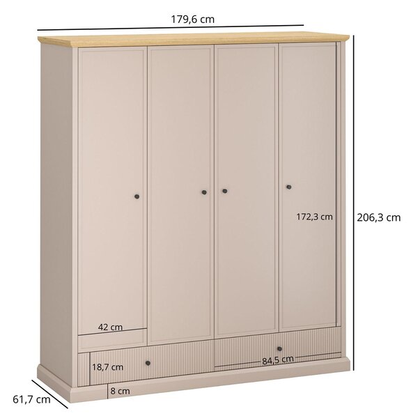 Šatní skříň Indices 2 (taupe + dub kamenný)