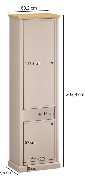 Policová skříň Indices (taupe + dub kamenný)