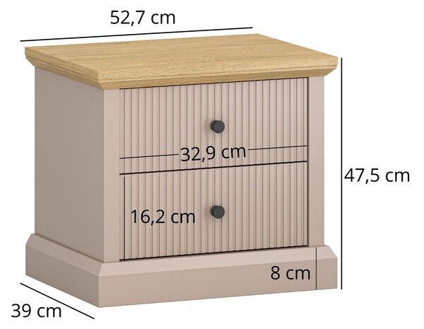 Noční stolek Indices (taupe + dub kamenný). 1116878