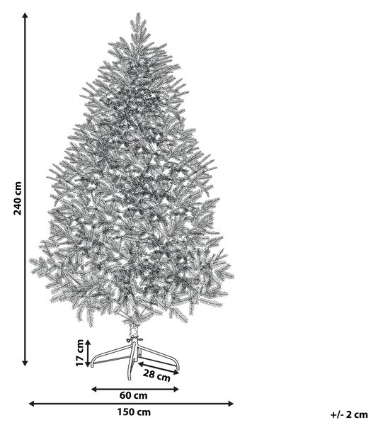 Zasněžený umělý vánoční stromeček BASSIE 240 cm Bílá