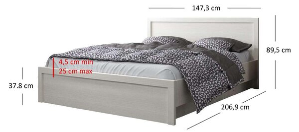 Manželská postel 140 cm Japon (bílá) (s roštem) (s úl. prostorem)
