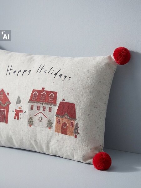 Sinsay - Vánoční polštář s nápisem „Happy Holidays“ - vícebarevná