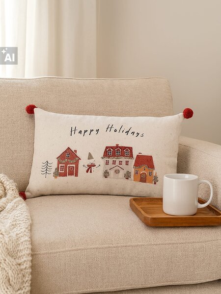 Sinsay - Vánoční polštář s nápisem „Happy Holidays“ - vícebarevná