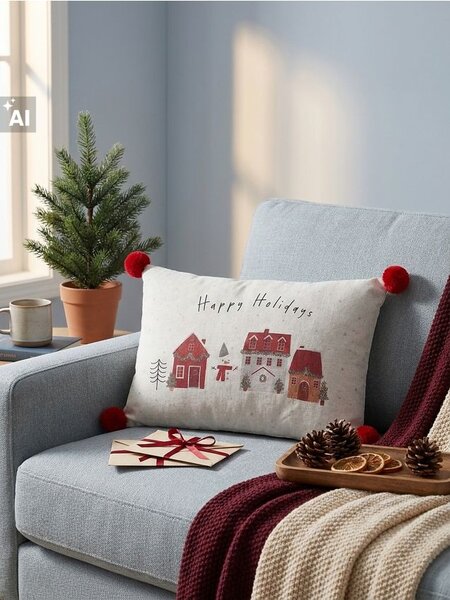 Sinsay - Vánoční polštář s nápisem „Happy Holidays“ - vícebarevná