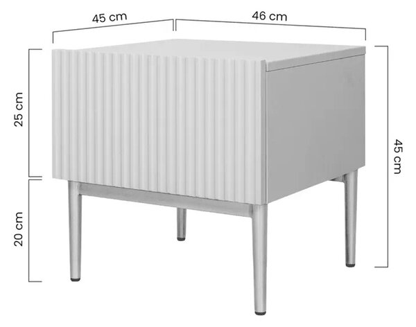 Noční stolek Nicole 46 cm - černý mat / černé nožky (sada)
