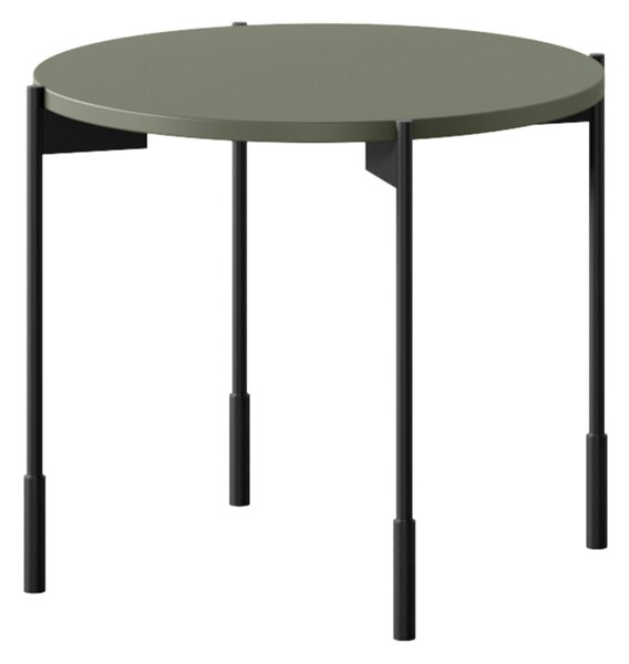 Kulaty konferenční stolek Sonatia 45 cm na kovových nohách - olivový