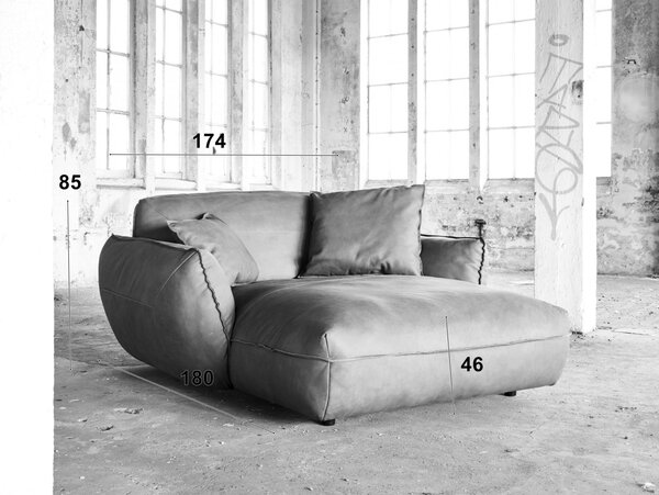 Kožené prodloužené křeslo - Longchair BE CHILLED