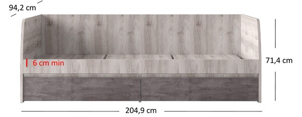 Jednolůžková postel 90 cm (válenda) Japon 2 (kaštan nairobi + onyx) (s roštem) (s úl. prostorem)