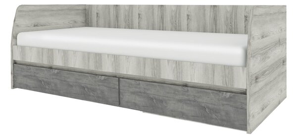 Jednolůžková postel 90 cm (válenda) Japon 2 (kaštan nairobi + onyx) (s roštem) (s úl. prostorem)