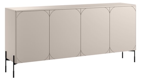 Komoda Sonatia 200 cm čtyřdveřová - kašmír / černé nohy
