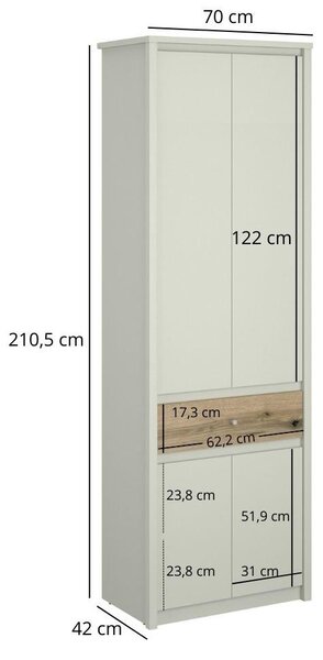 Šatní skříň Kodro 1 (kašmír + dub evoke). Akce -20%