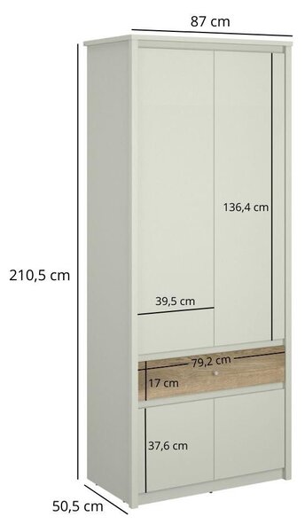 Šatní skříň Kodro 2 (kašmír + dub evoke). Akce -21%