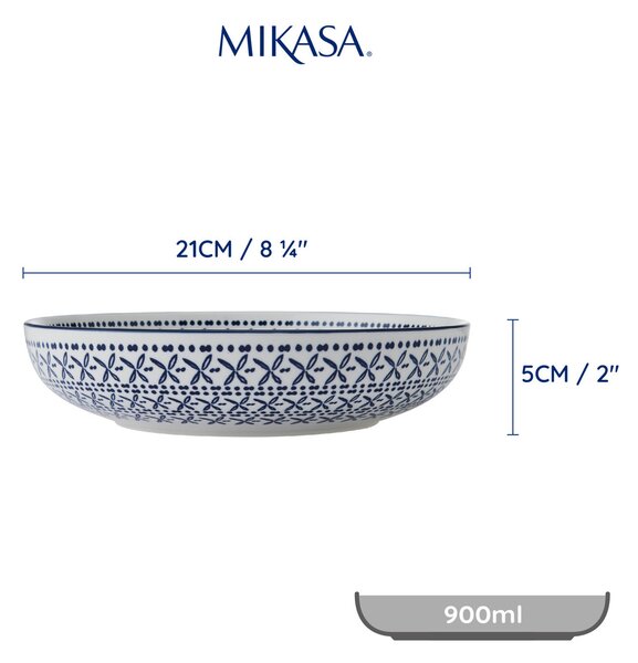 Mikasa Kameninová miska Coupe se žluto-modrým geometrickým vzorem, 21 cm MKPBOWLS43