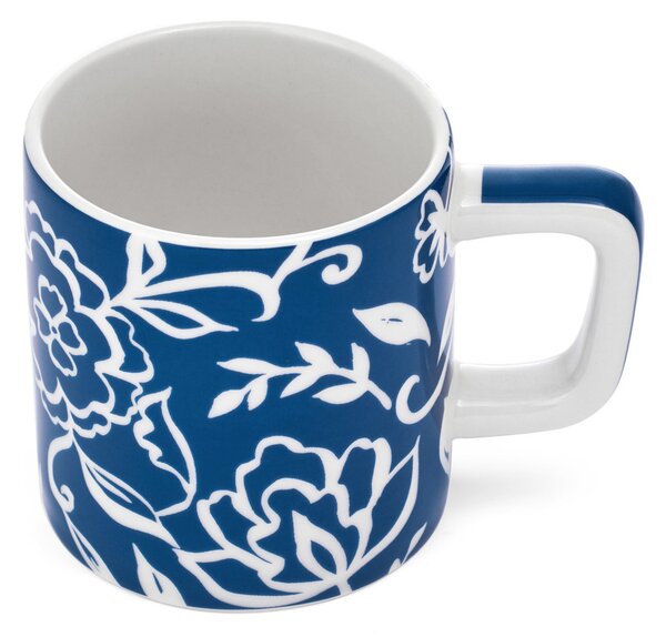 KitchenCraft Espresso šálek La Cafetiere Blu Fiorato, 120 ml modrý LCESP06