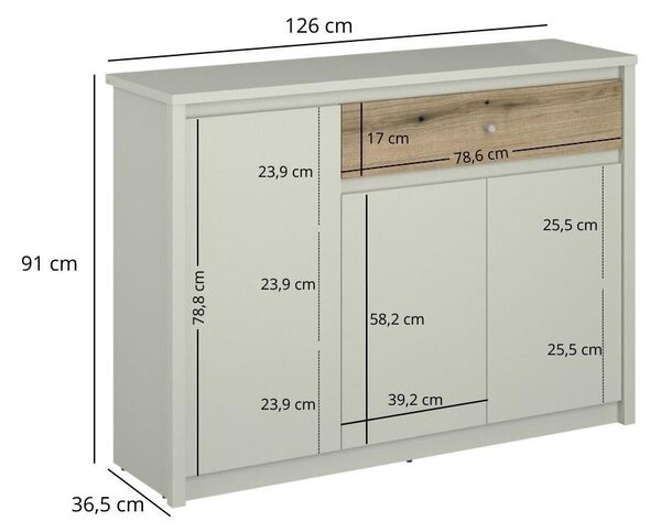 Komoda Kodro 1 (kašmír + dub evoke). Akce -24%
