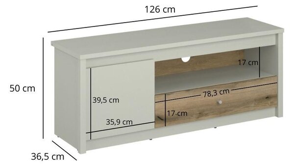 TV skříňka Kodro 1 (kašmír + dub evoke). Akce -21%