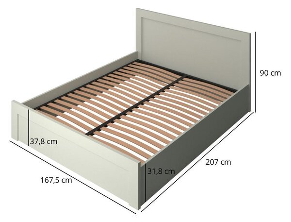 Manželská postel 160 cm Kodro (kašmír + dub evoke) (s roštem) (s úl. prostorem)