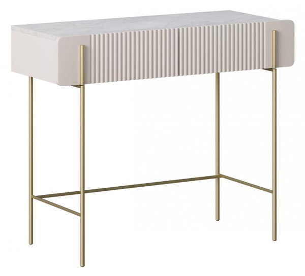 Toaletní stolek Malmi 100 cm - kašmírová / crema bianca / zlaté nožky