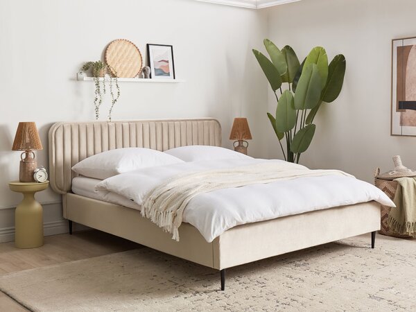 Postel Umělý samet BRIN 160 x 200 cm Taupe