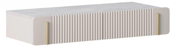 Závěsný toaletní stolek Malmi 100 cm - kašmírová / crema bianca / zlatá