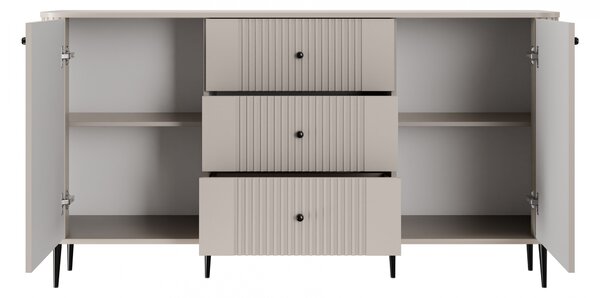 Komoda Vesper 160 cm se zásuvkami na nožkách - kašmír / černé nohy