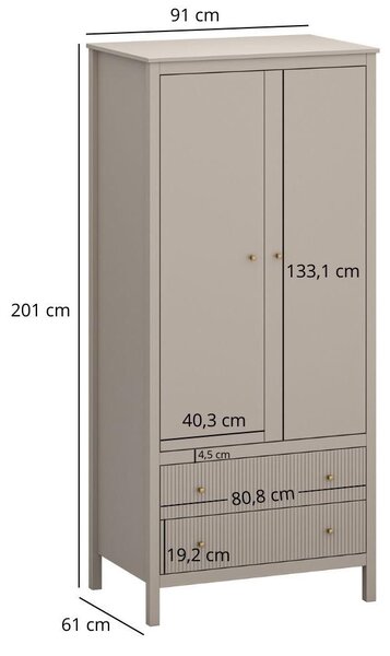 Šatní skříň Karankas (taupe). Akce -23%