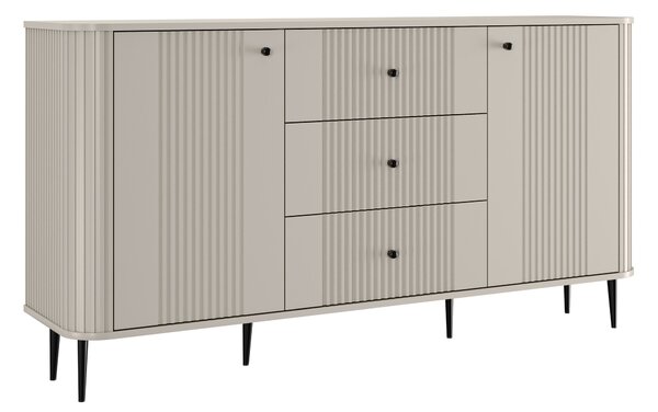 Komoda Vesper 160 cm se zásuvkami na nožkách - kašmír / černé nohy
