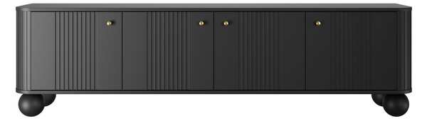 TV stolek Vesper 4D 187 cm - černý / zlaté úchyty / kulaté nohy