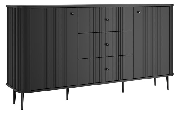 Komoda Vesper 160 cm se zásuvkami na nožkách - černá / černé nohy