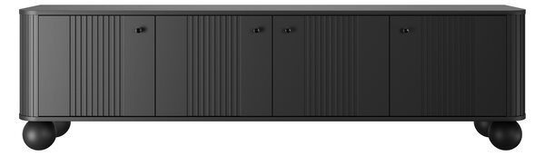 Moderní TV skříňka Vesper 187 cm - černá / černé úchyty / kulaté nohy