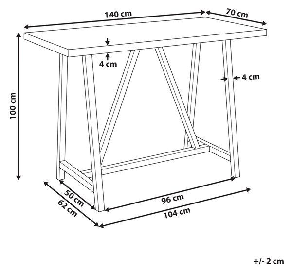 Zahradní barový stůl TALAMONE 140 cm 70 cm Šedá