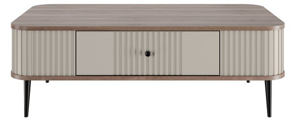 Konferenční stolek Vesper 103x60 cm s šuplíkem - kašmír / ořech / černé nohy