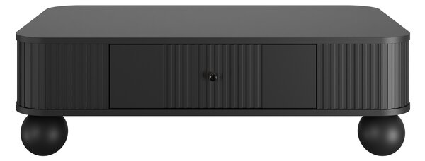 Černý konferenční stolek Vesper 103x60 cm s šuplíkem - černé úchytky / kulaté nohy