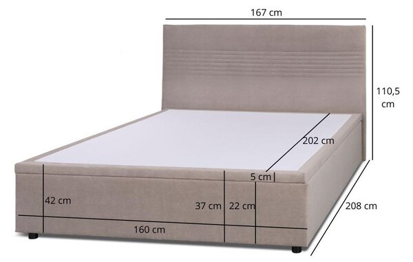 Manželská postel 160 cm Reiteradas (béžová) (s roštem) (s úl. prostorem)