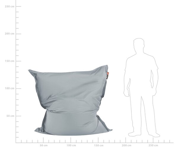 Sedací vak 300 L FUZZY 140 cm 180 cm Světle šedá