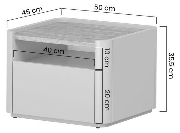 Noční stolek Elivo 50 cm - kašmírová / dub olejovaný