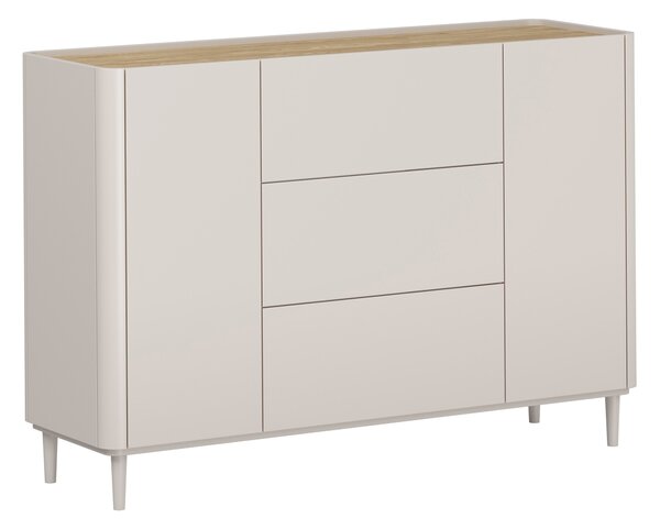 Komoda Elivo 150 cm se zásuvkami na nožkách - kašmír / olejovaný dub