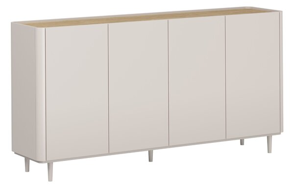 Komoda Elivo 200 cm čtyřdveřová na nožkách - kašmír / olejovaný dub
