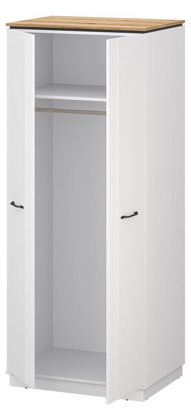 Šatní skříň Vejares (bílá + dub evoke). Akce -20%