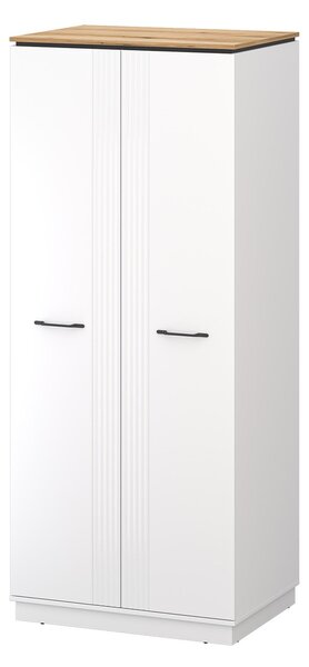 Šatní skříň Vejares (bílá + dub evoke). Akce -20%