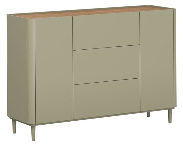 Komoda Elivo 150 cm se zásuvkami na nožičkách - eukalyptus / dub baltic dune